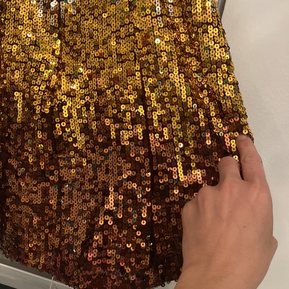 NWT French Connection ombré gold PF estari sequin cut out dress. Size 2. - Picture 12 of 12